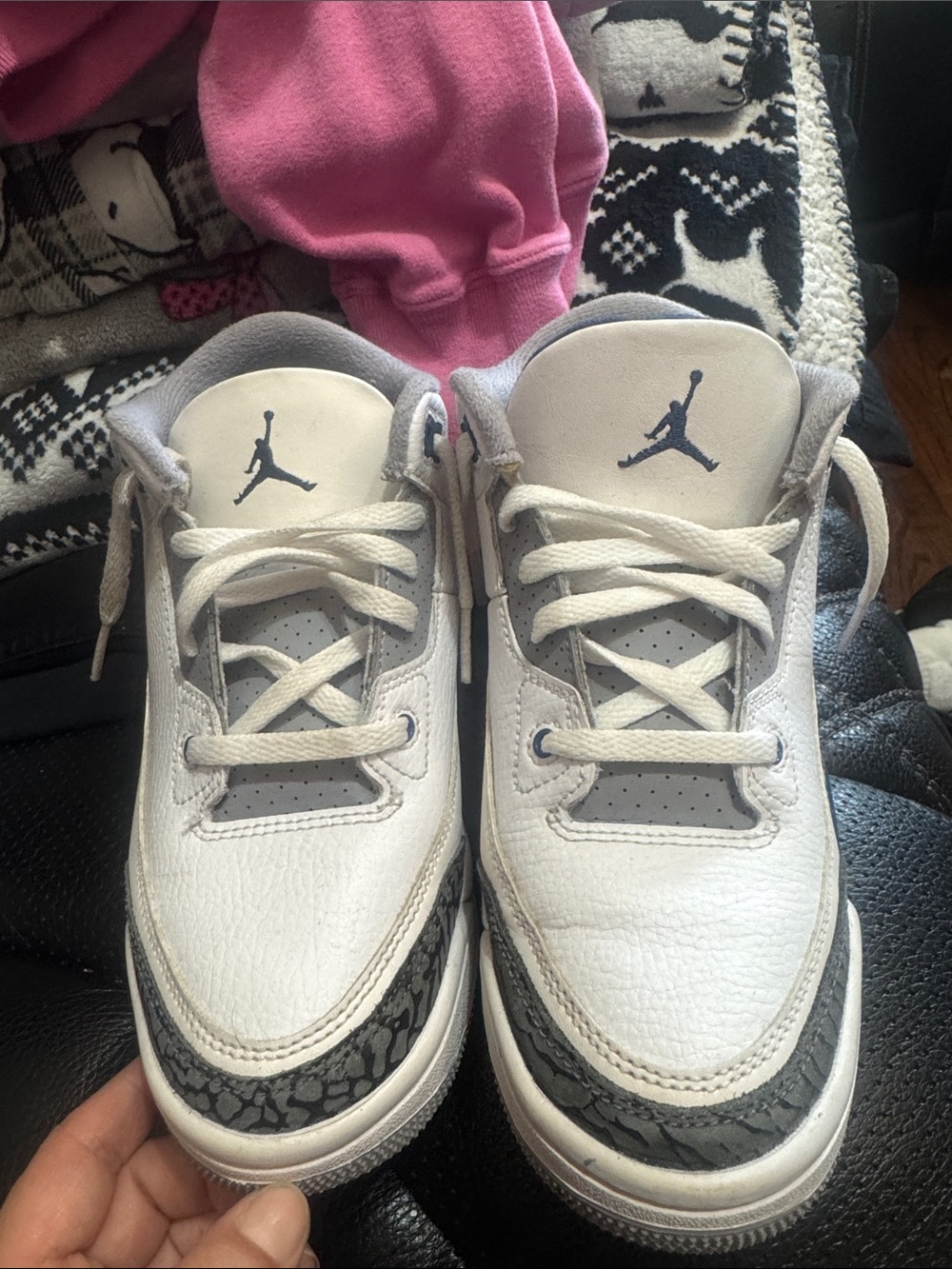 Jordan Kids White and Gray Retro Elephant Print Sneakers